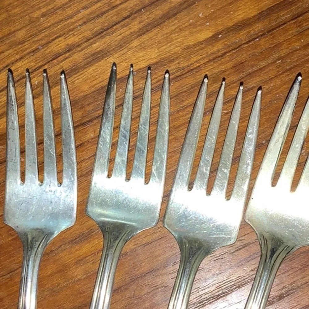 HBC9 Pat’d Set of Six Silver Plate Dessert Forks Vintage